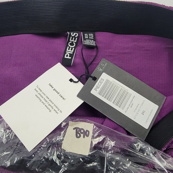 NWT Pieces lurex sparkle faux wrap mini skirt in Charisma - Picture 7 of 7